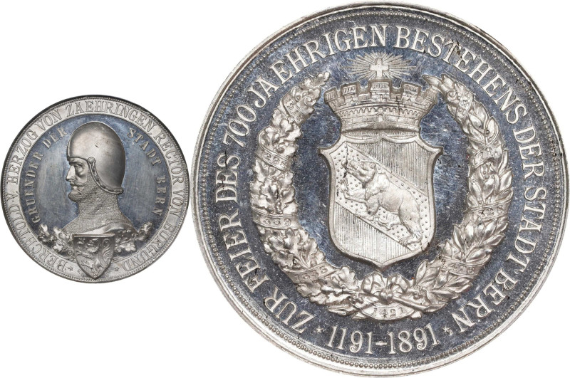 SWITZERLAND. 700th Anniversary of Bern Tin Medal, 1891. PCGS SPECIMEN-62.
SM-58...