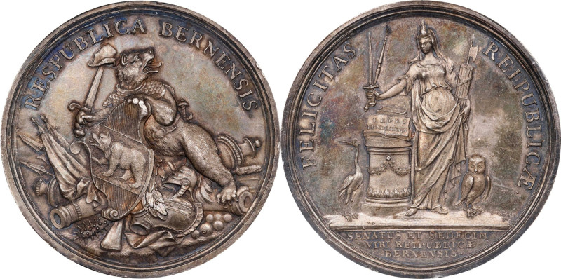 SWITZERLAND. Bern. Council of Censors Award Silver Medal, 1893. PCGS SPECIMEN-61...