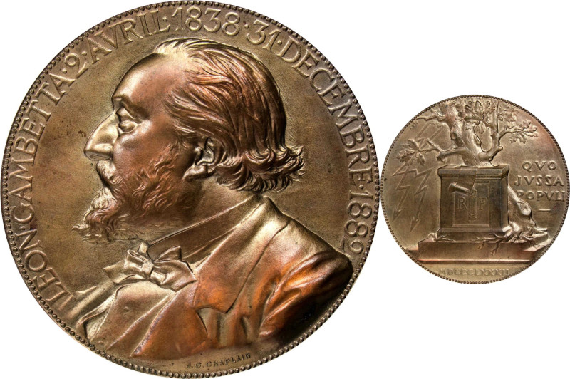 FRANCE. Leon Gambetta Bronze Medal, 1883. Paris Mint. UNCIRCULATED.
Weight: 136...