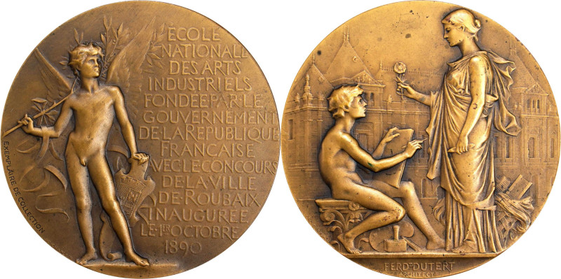 FRANCE. National College of Applied Arts Bronze Medal, 1890. Paris Mint. UNCIRCU...