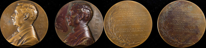 FRANCE. Duo of Paul Berger Bronze Medals (2 Pieces), 1907. Paris Mint. Average G...