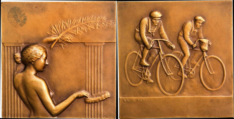 FRANCE. Cycling Award Bronze Plaquette, ND (1910). UNCIRCULATED.
Weight: 45.6 g...