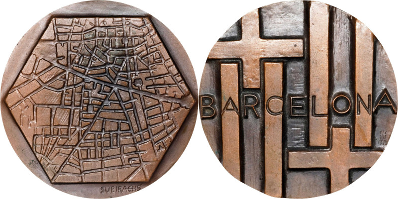 SPAIN. Allegory of the City of Barcelona Bronze Medal, 1973. UNCIRCULATED.
Weig...