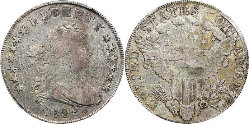 1799/8 Draped Bust Silver Dollar. BB-142, B-1. Rarity-4. 13-Star Reverse. Fine D...