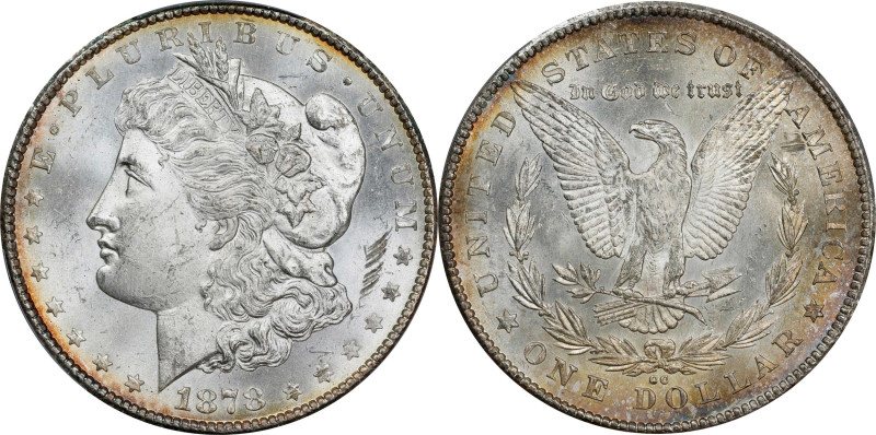 1878-CC Morgan Silver Dollar. MS-63 (PCGS).
PCGS# 7080. NGC ID: 253M. GREYSHEET...