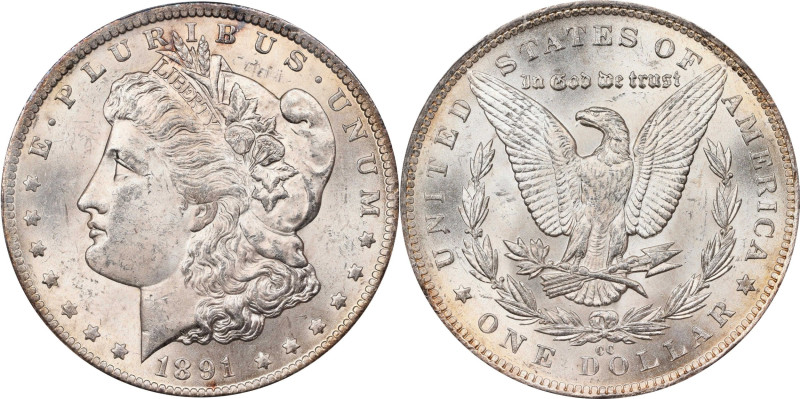 1891-CC Morgan Silver Dollar. VAM-3. Top 100 Variety. Spitting Eagle. MS-63 (PCG...