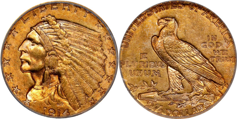 1914-D Indian Quarter Eagle. MS-63 (ICG).
PCGS# 7947. NGC ID: 2899.