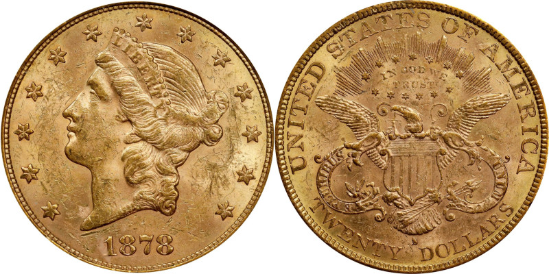 1878-S Liberty Head Double Eagle. MS-61 (ICG).
PCGS# 8987. NGC ID: 26B5.