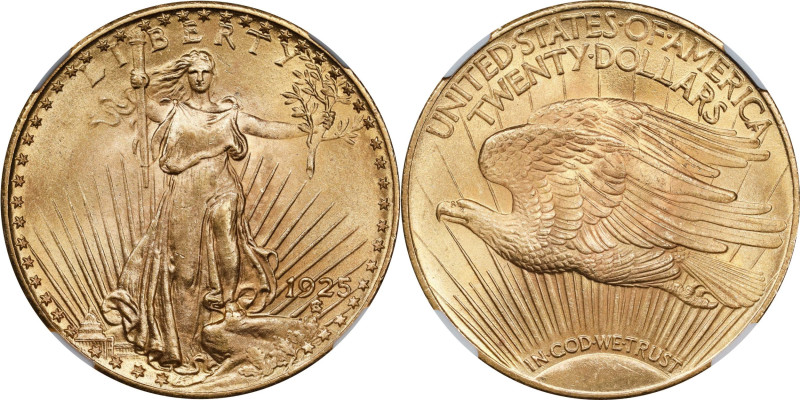 1925 Saint-Gaudens Double Eagle. MS-66 (NGC).
PCGS# 9180. NGC ID: 26GA.