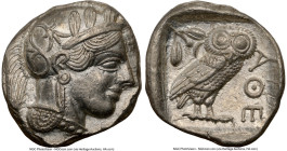 ATTICA. Athens. Ca. 440-404 BC. AR tetradrachm (25mm, 17.19 gm, 1h). NGC AU 5/5 - 4/5. Mid-mass coinage issue. Head of Athena right, wearing earring, ...