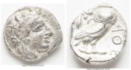 ATTICA. Athens. Ca. 440-404 BC. AR tetradrachm (24mm, 16.59 gm, 8h). VF. Mid-mass coinage issue. Head of Athena right, wearing earring, necklace, and ...