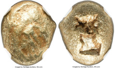 IONIA. Uncertain mint. Ca. 650-600 BC. EL third-stater or trite (13mm, 4.66 gm). NGC AU 4/5 - 3/5. Lydo-Milesian standard. Uncertain blank design / Tw...
