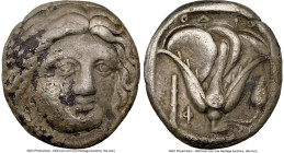 CARIAN ISLANDS. Rhodes. Ca. 340-316 BC. AR tetradrachm (22mm, 14.73 gm, 12h). NGC Choice VF 5/5 - 2/5. Chian standard. Head of Helios facing, turned s...