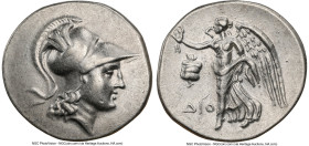 PAMPHYLIA. Side. Ca. 3rd-2nd centuries BC. AR tetradrachm (30mm, 12h). NGC XF, light scratch. Dio-, magistrate. Head of Athena right, wearing triple-c...