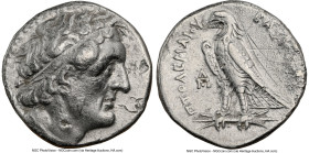 PTOLEMAIC EGYPT. Ptolemy I Soter (305/4-282 BC). AR stater or tetradrachm (26mm, 12h). NGC Choice Fine, brushed, scratches, countermarks, graffiti. Al...