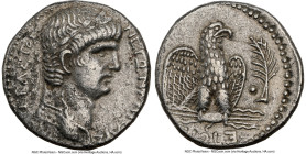 SYRIA. Antioch. Nero (AD 54-68). AR tetradrachm (23mm, 12h). NGC Choice VF. Uncertain date. NEPΩN KAIΣAP-ΣEBAΣTOΣ, laureate bust of Nero right, seen f...