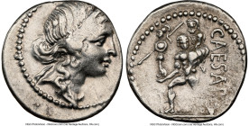 Julius Caesar, as Dictator (49-44 BC). AR denarius (18mm, 3.80 gm, 6h). NGC Choice VF 3/5 - 4/5. Military mint traveling with Caesar in North Africa, ...