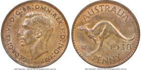 George VI 7-Piece Lot of Certified Assorted Pennies NGC, 1) Penny 1938-(m) - MS63 Brown, Melbourne mint, KM36 2) Penny 1950-(m) - MS61 Brown, Melbourn...