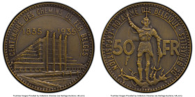 Leopold III brass Specimen Pattern "Brussels Exposition and Railway Centennial" 50 Francs 1935 SP65 PCGS, Brussels mint, KM-Unl. (cf KM106.1 silver) D...