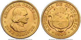 Republic gold 10 Colones 1900 MS63 NGC, Philadelphia mint, KM140, Fr-20. Last year of three year type. HID09801242017 © 2024 Heritage Auctions | All R...