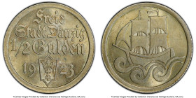 Free City 1/2 Gulden 1923 MS63 PCGS, Danzig mint, KM144. Two year type. HID09801242017 © 2024 Heritage Auctions | All Rights Reserved