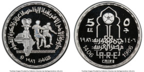 Arab Republic 3-Piece Lot of Certified Proof 5 Pounds PR68 Deep Cameo PCGS, 1) 5 Pounds AH 1406 (1986), KM590. African Soccer Championship Games 2) 5 ...