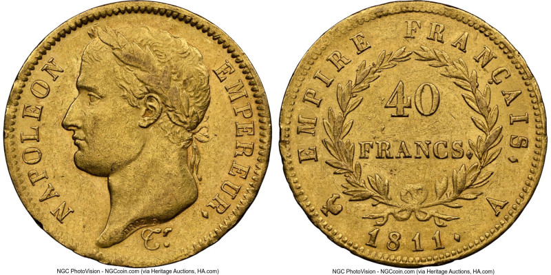 Napoleon gold 40 Francs 1811-A AU55 NGC, Paris mint, KM696.1, Fr-505. HID0980124...