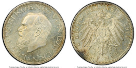 Bavaria. Ludwig III 5 Mark 1914-D MS63 PCGS, Munich mint, KM1007, J-53. Semi-Prooflike fields with amber tone. HID09801242017 © 2024 Heritage Auctions...