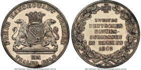 Bremen. Free City Prooflike "Shooting Festival" Taler 1865-B MS64PL NGC, Hannover mint, KM248, Dav-628. 2nd German Shooting Festival. Russet toned one...