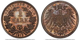Willhelm II Proof Mark 1912-A PR64 PCGS, Berlin mint, KM14, J-17. Lavender and peach toned argent surfaces on mirrored surfaces. HID09801242017 © 2024...