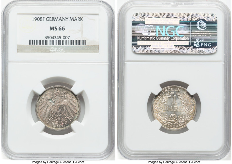 3-Piece Lot of Certified Assorted Marks, 1) Wilhelm II Mark 1908-F - MS66 NGC, S...