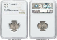 3-Piece Lot of Certified Assorted Issues, 1) Wilhelm I 5 Pfennig 1875-C - MS65 NGC, Frankfurt mint, KM3, AKS-15 2) Wilhelm I 50 Pfennig 1877-D - MS64 ...
