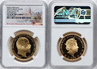 Elizabeth II gold Proof "King Edward VII" 100 Pounds (1 oz) 2022 PR70 Ultra Cameo NGC, S-BMGA4. Mintage: 610. British Monarchs series. First Releases....