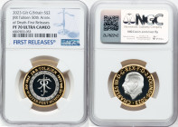 Charles III gilt-silver Proof "JRR Tolkien – 50th Anniversary of Death" 2 Pounds 2023 PR70 Ultra Cameo NGC, Mintage: 5,160. Edge Inscription: NOT ALL ...
