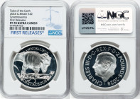 Charles III silver Proof "Tyrannosaurus" 2 Pounds (1 oz) 2024 PR70 Ultra Cameo NGC, Mintage: 2,010. Tales of the Earth series. First Releases. HID0980...
