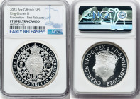 Charles III silver Proof "Royal Arms - King Charles III Coronation" 5 Pounds (2 oz) 2023 PR69 Ultra Cameo NGC, Mintage: 1,006. First Releases. HID0980...