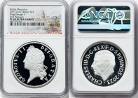 Charles III silver Proof "King George II" 5 Pounds (2 oz) 2023 PR69 Ultra Cameo NGC, Mintage: 606. British Monarchs series. First Releases. HID0980124...