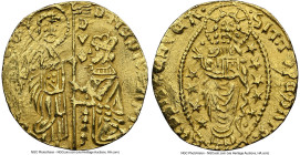 Chios. Anonymous gold Imitative Zecchino ND (1414-1423) AU Details (Edge Filing) NGC, Fr-2d. Imitating a gold Ducat of Tomaso Mocenigo of Venice. HID0...