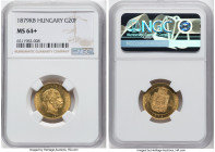 Franz Joseph I gold 8 Forint-20 Francs 1879-KB MS64+ NGC, Kremnitz mint, KM455.1, Fr-242. A bright gem with a blend of reflective and satin textures, ...