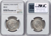 British India. Victoria Pair of Certified Rupees 1840-(b & c) MS61 NGC, Calcutta mint, KM458.2. HID09801242017 © 2024 Heritage Auctions | All Rights R...