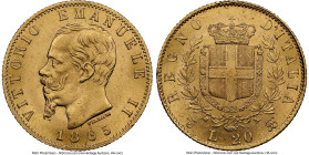 Vittorio Emanuele II gold 20 Lire 1865 T-BN MS63+ NGC, Torino mint, KM10.1, Fr-11. HID09801242017 © 2024 Heritage Auctions | All Rights Reserved