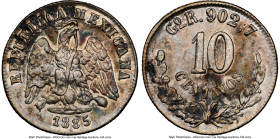 Republic 10 Centavos 1885 Go-R MS62 NGC, Guanajuato mint, KM403.5. Blotchy toning over what appears to be quite lustrous surfaces. HID09801242017 © 20...
