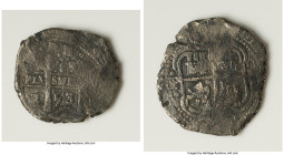 Philip IV "Capitana" Cob 8 Reales 1653-P E-PH VF (Saltwater Effect), Potosi mint, KM-21. 27.22gm. Accompanied by COA. Recovered from the Capitana ship...