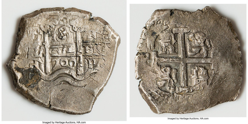 Charles II "Association" Cob 8 Reales 1700 P-F AU (Saltwater Effect), Potosi min...
