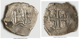 Charles II "Association" Cob 8 Reales 1700 P-F AU (Saltwater Effect), Potosi mint, KM26. 26.77gm. Salvaged from the Association (sunk in 1707 off the ...