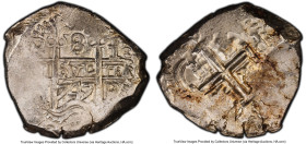 Philip V Cob 8 Reales 1747 P-q AU58 PCGS, Potosi mint, KM31a, Cal-1590. 26.79gm. Perhaps a bit unnaturally bright, but luster still shimmers on this w...