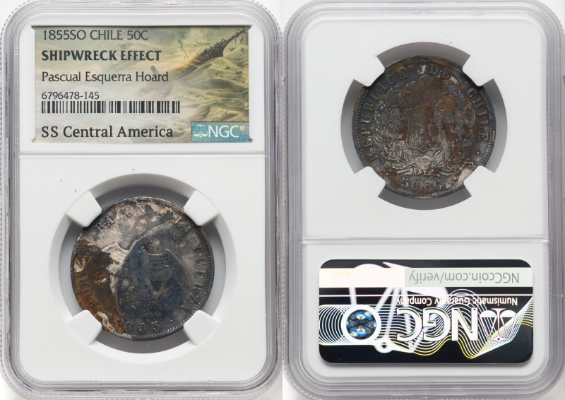 Republic "S.S. Central America" 50 Centavos 1855-So Shipwreck Effect NGC, Santia...