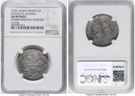 Charles & Johanna "Early Series" 2 Reales ND (1541-1542) M-P AU Details (Environmental Damage) NGC, Mexico City mint, KM0011, Cal-91. 6.47gm. A wholly...