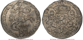 Overyssel. Provincial "Vliegenhart" Ducaton (Silver Rider) 1733-Crane UNC Details (Saltwater Damage) NGC, KM80, Dav-1829. Salvaged from the Vliegentha...
