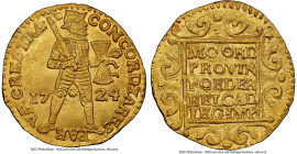 Utrecht. Provincial "Akerendam" gold Ducat 1724 MS64 NGC, Utrecht mint, KM7.4, Fr-284. Salvaged from the "Akerendam" (sunk in 1725 off Runde Island, N...